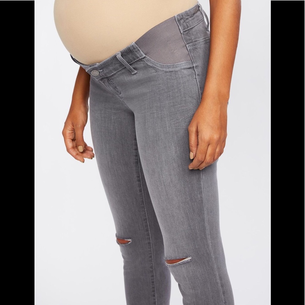 Indigo blue grey distressed maternity pants/jeans